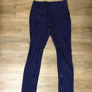 Navy Jegging Plaid Pants | XS